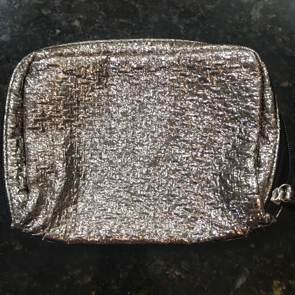 Metallic travel makeup bag
